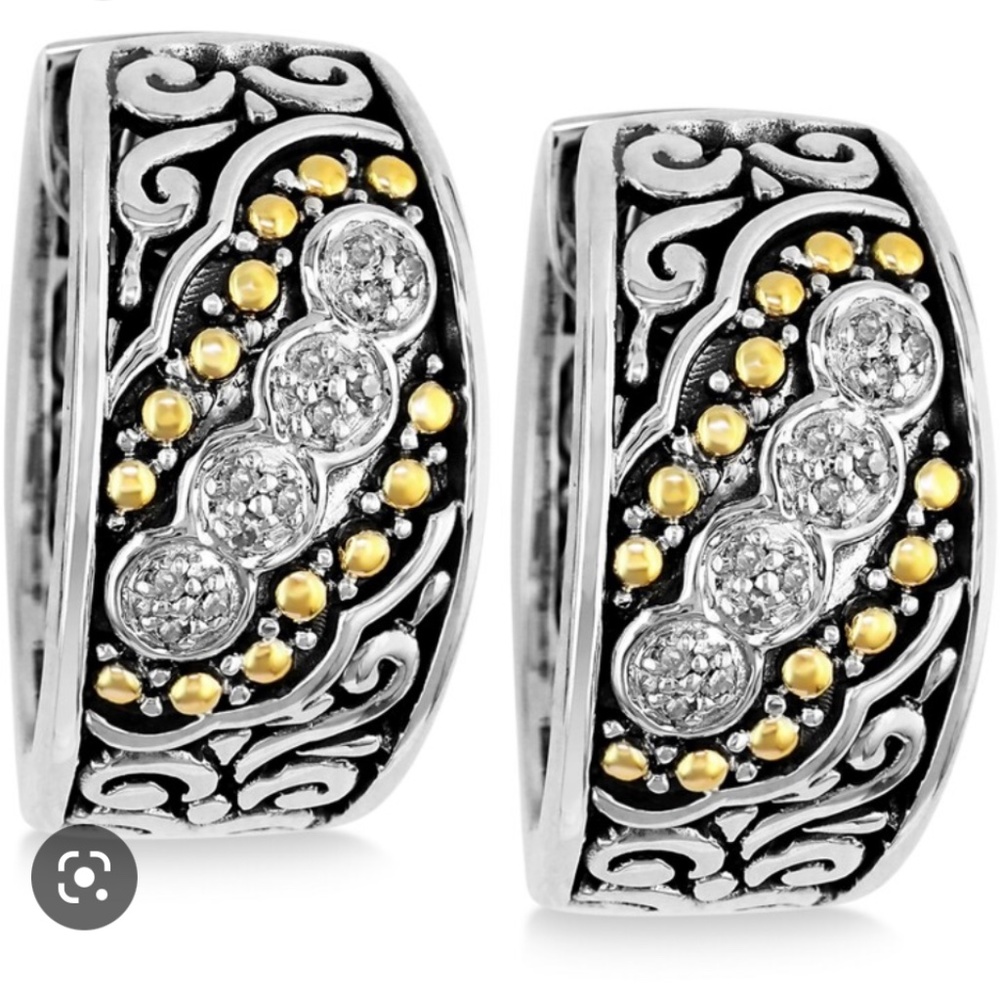 Balissima by EFFY® Diamond Small Hoop Earrings (1/8 ct. t.w.) in Sterling Silver